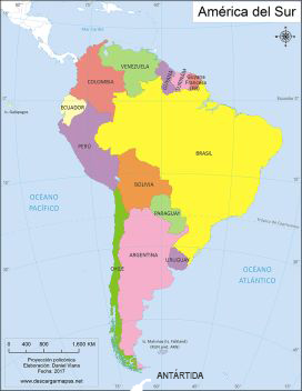 Mapa político de América del Sur